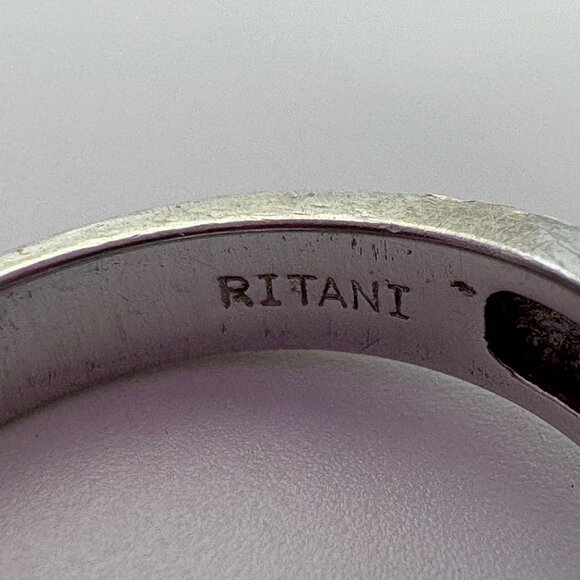VTG Ritani Solid Sterling Silver 925 CZ Halo Tapered Band Ring Size 5 - Picture 9 of 11